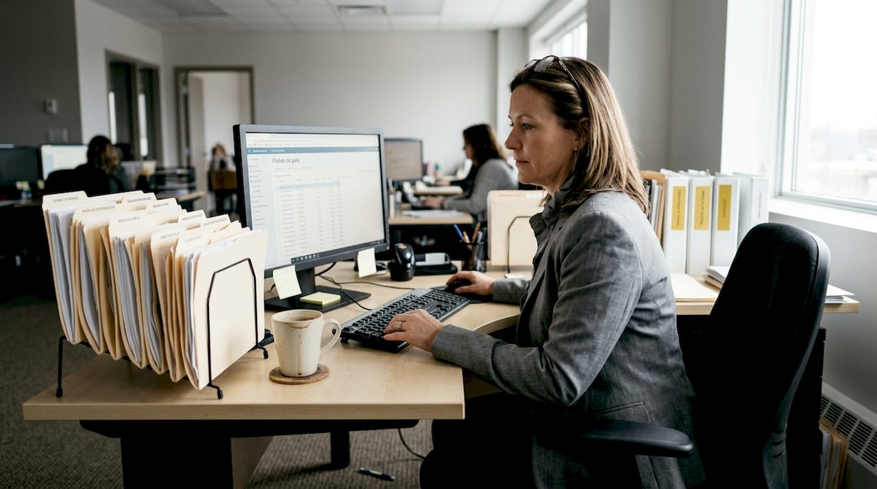 Le ou la responsable des ressources humaines procède au contrôle des bulletins de salaire.