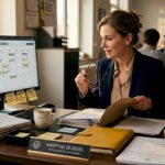 Un responsable RH passe en revue les dossiers d'absences à son bureau.