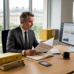 Un avocat examine un dossier lié à une procédure de surveillance.