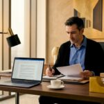 Détective privé en plein travail à son bureau
