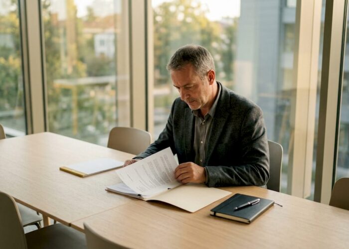 Un expert agréé du secteur privé en train d’étudier un dossier officiel