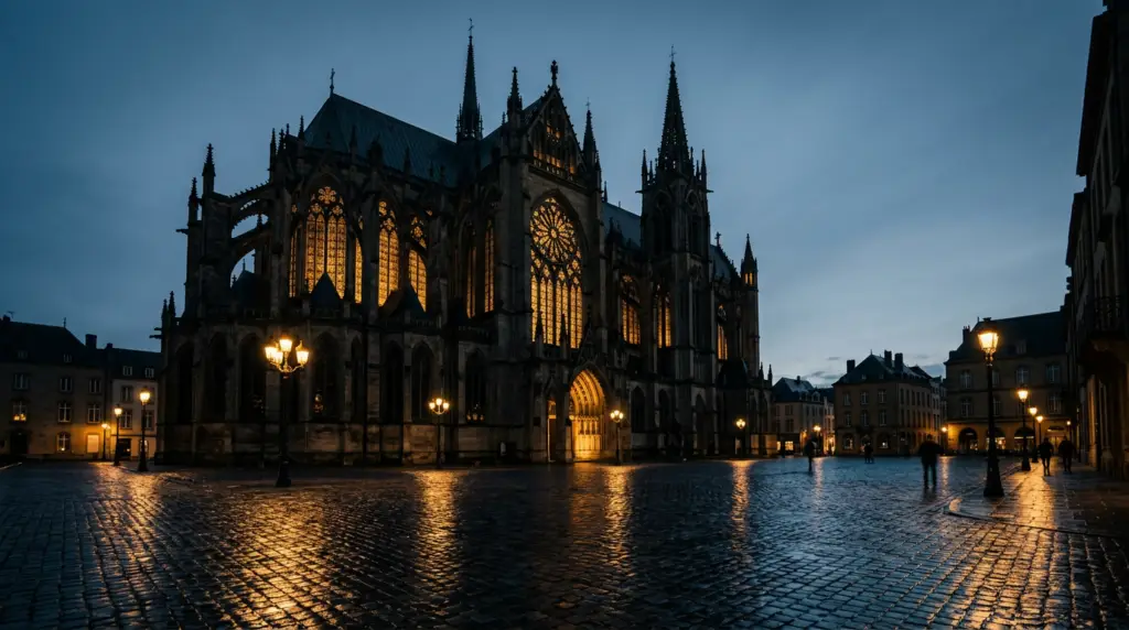 Cathédrale de Metz au crépuscule — détective privé à Metz
