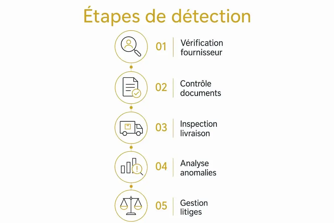 Étapes détection fraude marchandises : guide 2026 1 Visualisation des différentes étapes du processus de détection de la fraude