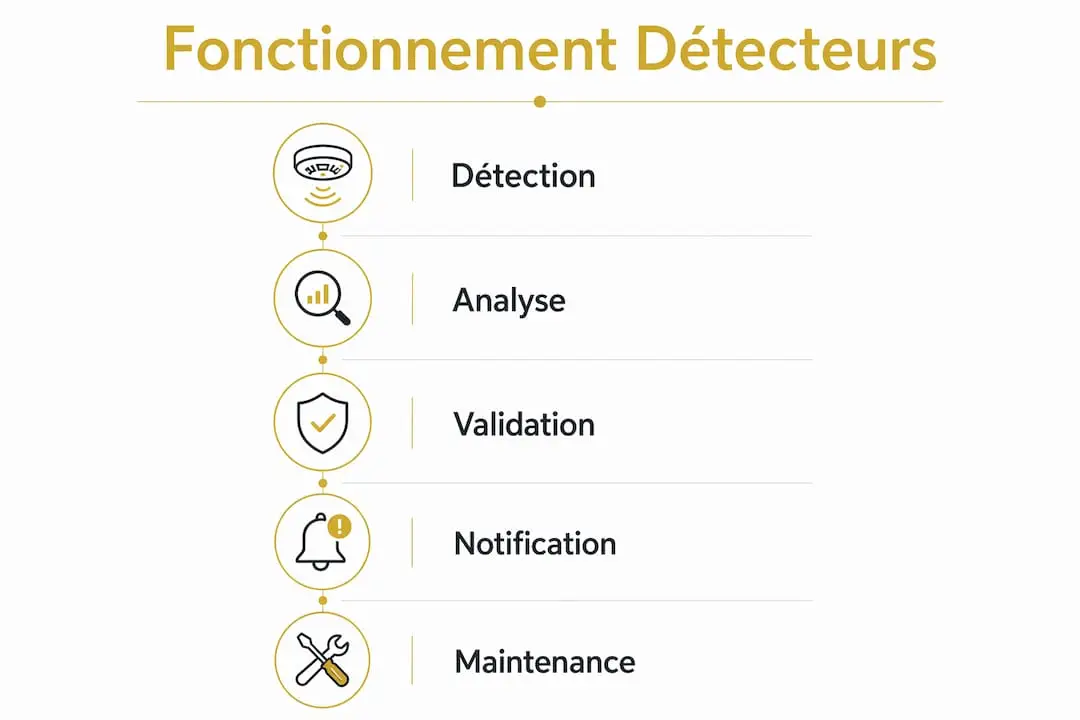 Rôle des détecteurs professionnels : guide 2026 2 Découvrez en image les différentes étapes du fonctionnement des détecteurs professionnels.
