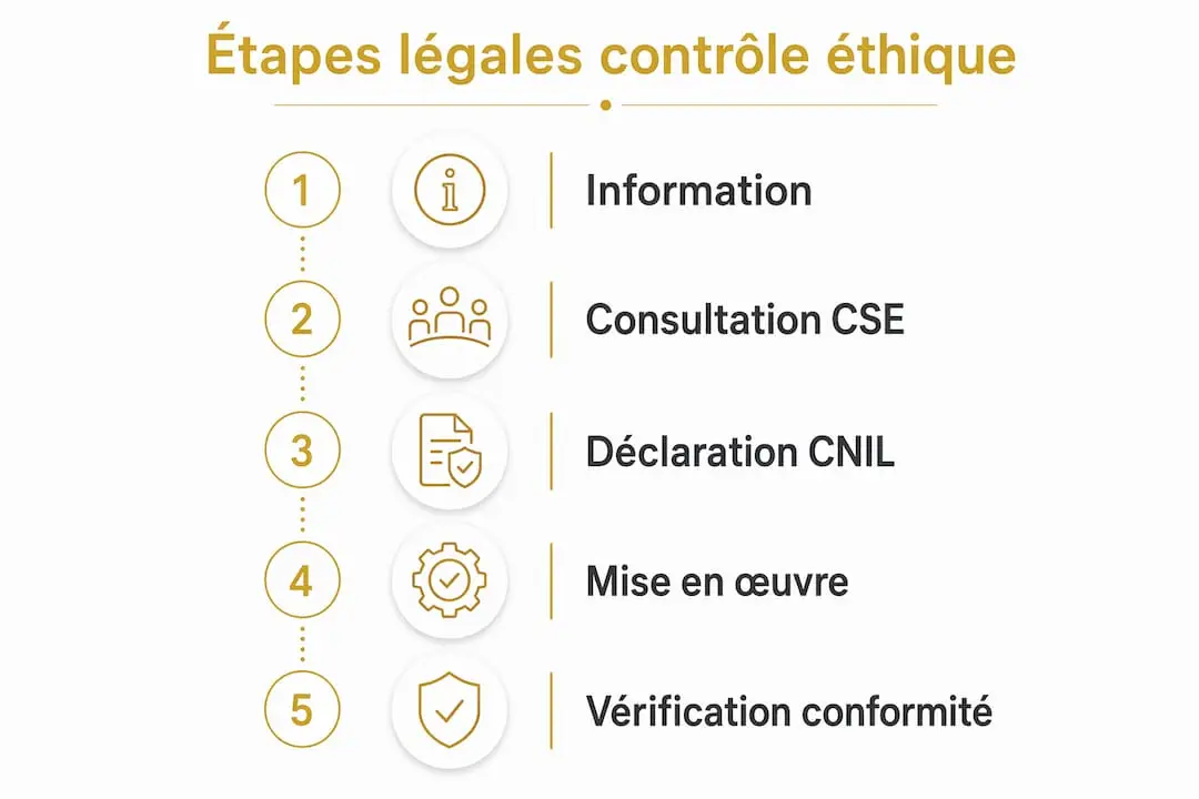 Infographie : les différentes étapes pour respecter les obligations liées au contrôle des salariés