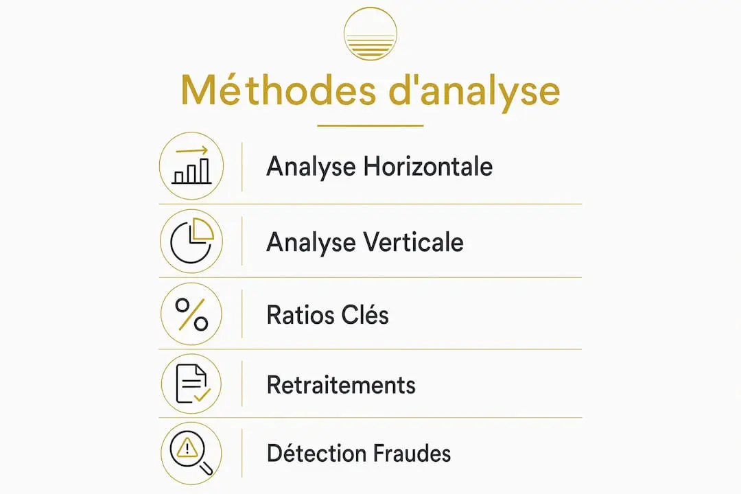 Enjeux de l'analyse financière en enquête : guide 2026 2 Découvrez en un coup d’œil les grandes étapes de l’analyse financière grâce à cette infographie claire et synthétique.