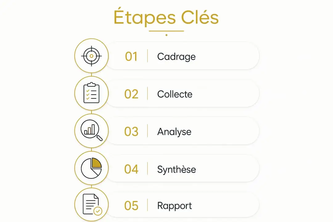 Spécificités d'une enquête financière : guide complet 2 Visuel des grandes étapes d’une investigation financière