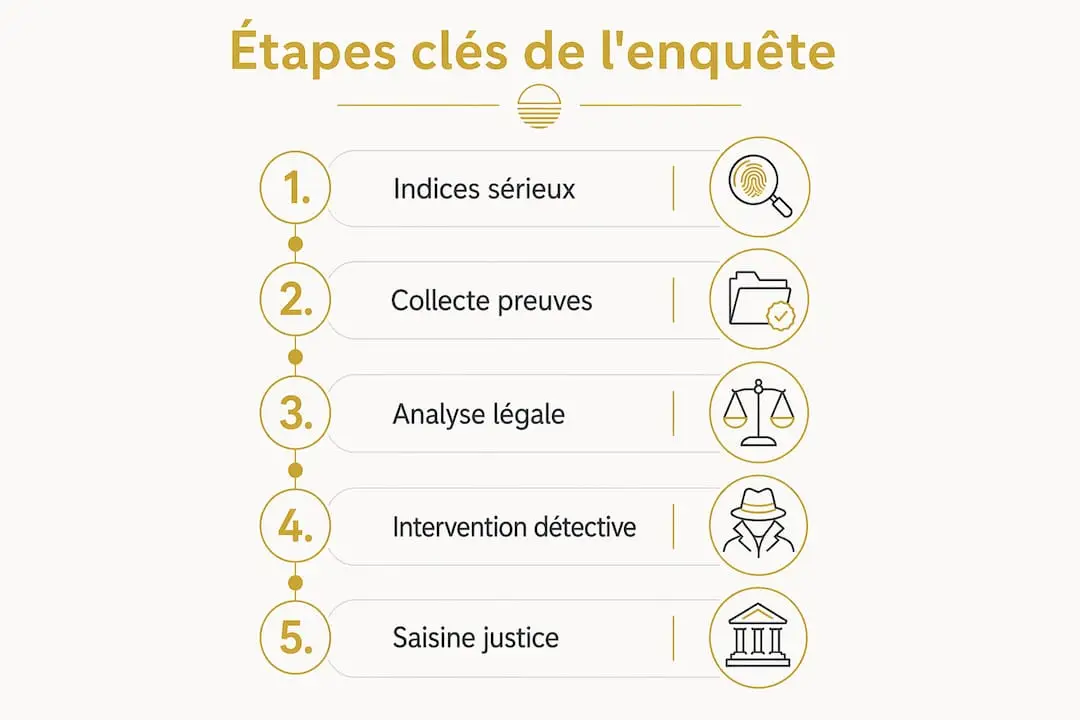Enquêter sur un salarié divulguant des secrets : guide juridique 1 Infographie : les grandes étapes d’une enquête auprès des salariés