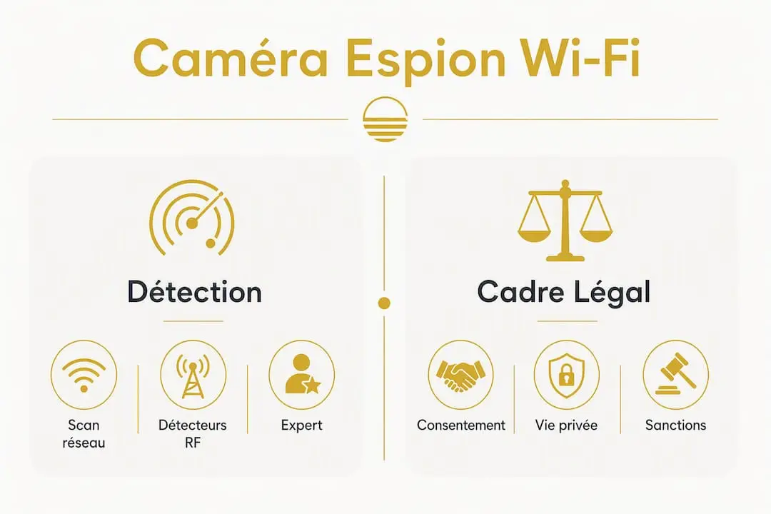 Infographie : panorama sur la détection des caméras espion Wi-Fi et leur réglementation en France
