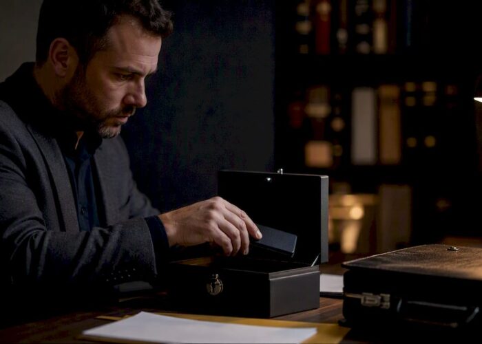 Un enquêteur spécialisé analyse des preuves numériques dans son bureau.