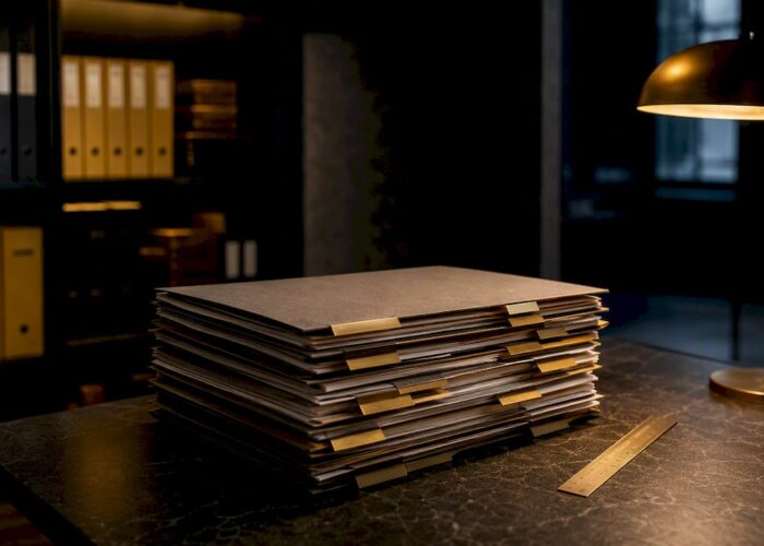 Dossier classé par ordre chronologique dans une salle d'archives