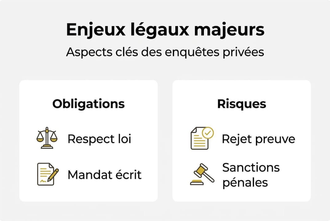 Enjeux légaux des enquêtes privées en France 1 Infographie : Comprendre les aspects juridiques des investigations privées