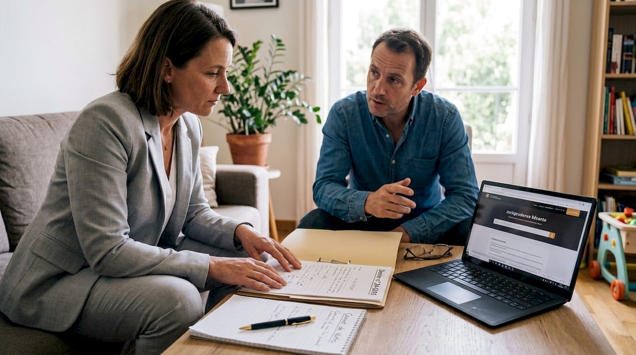 Détective privé et divorce : obtenir des preuves légales 2 La juriste et l’enquêteur échangent sur les détails de l’affaire sous la surveillance de la police.