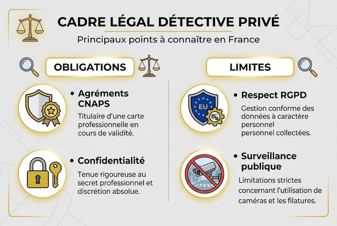 Cadre légal du détective privé en France : ce qu'il faut savoir 2 Infographie : tout savoir sur le cadre légal de la profession de détective privé en France