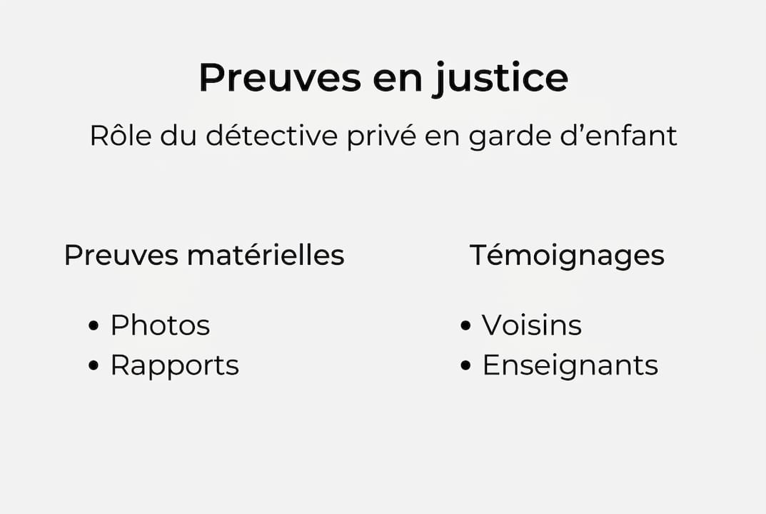 Le rôle clé du détective privé pour la garde d'enfant 2 Infographie : les éléments de preuve incontournables pour un détective privé