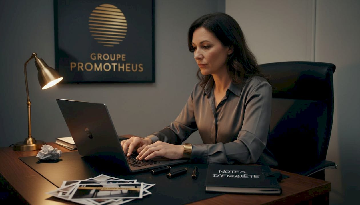 Détective privé pour particuliers : obtenir des preuves recevables 1 Un détective rédige son rapport, concentré derrière son bureau.