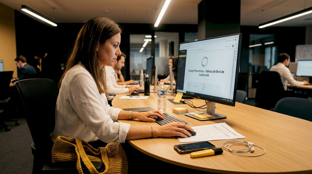 Surveillez vos employés légalement : guide pratique et conformité 1 Installé à son bureau, le responsable conformité élabore la stratégie de surveillance à mettre en place.
