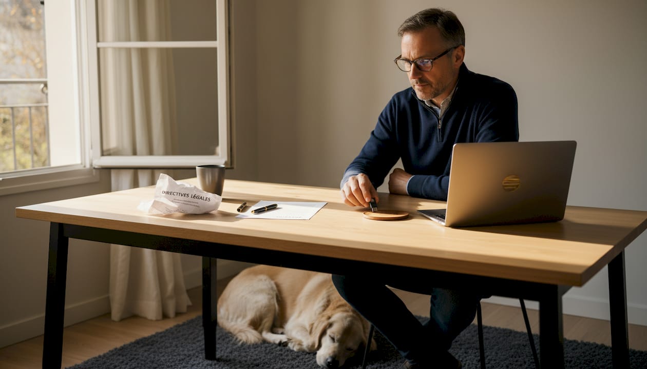 Preuves légales pour particuliers : garantir la recevabilité 1 Un homme, installé autour d'une table basse, s'interroge sur la fiabilité des preuves numériques.
