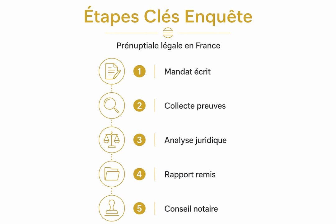 Comment fonctionne l'enquête prénuptiale : guide complet 1 Infographie verticales étapes enquête prénuptiale