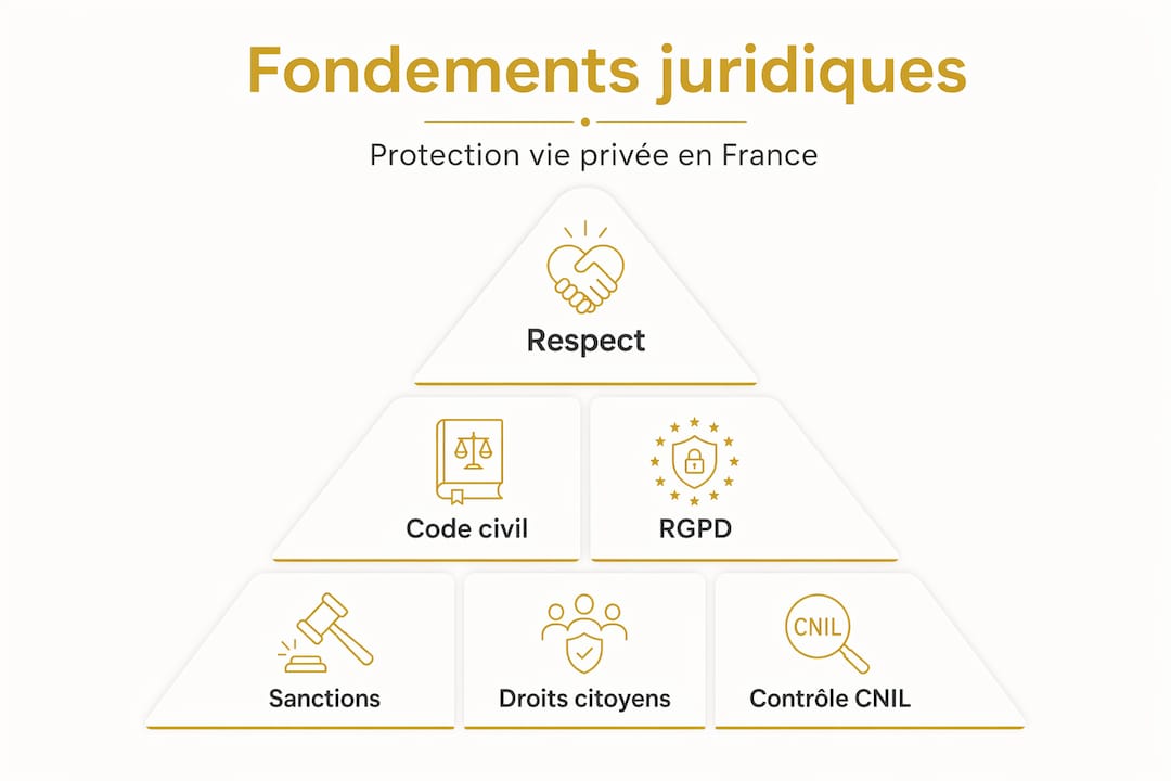 Schéma des grands principes juridiques encadrant la protection de la vie privée