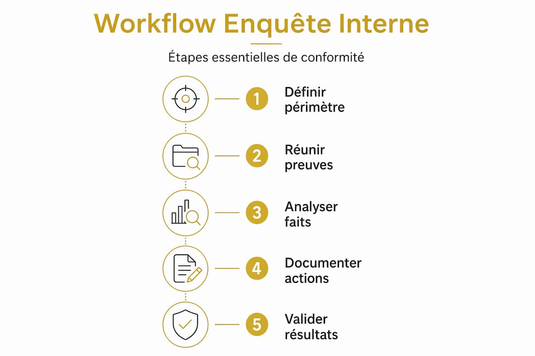 Infographie : les étapes clés d’un workflow d’enquête interne conforme aux normes