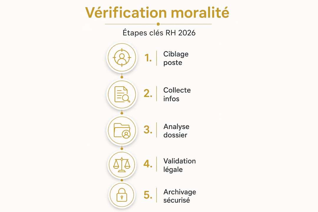 Pourquoi vérifier la moralité d'un employé en 2026 2 Infographie : les différentes étapes du contrôle d’honorabilité d’un salarié