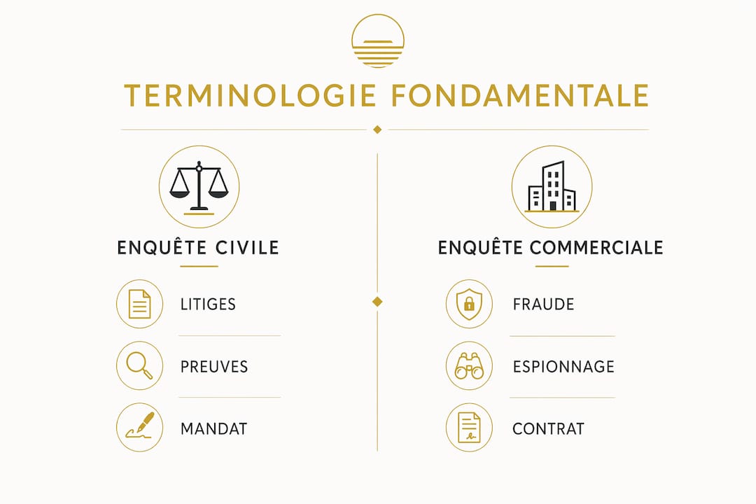 Infographie : les différences de vocabulaire entre le droit civil et le droit commercial