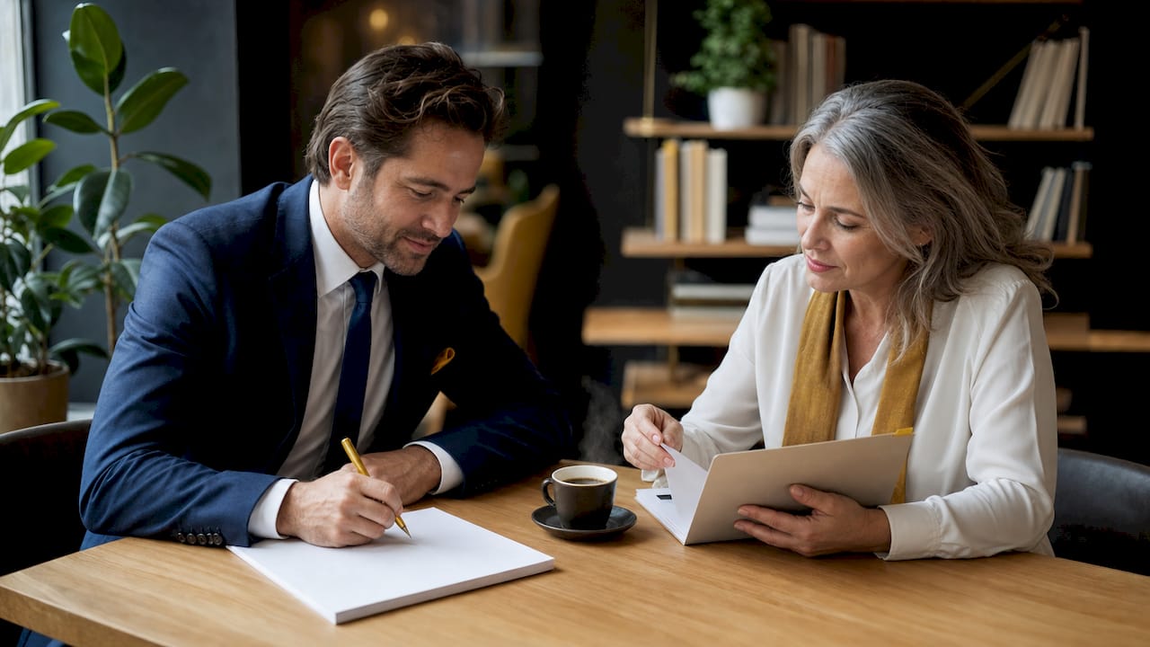 Obligation de résultat et de moyen : guide pour juristes 1 Deux avocats échangent sur les enjeux liés aux contrats.