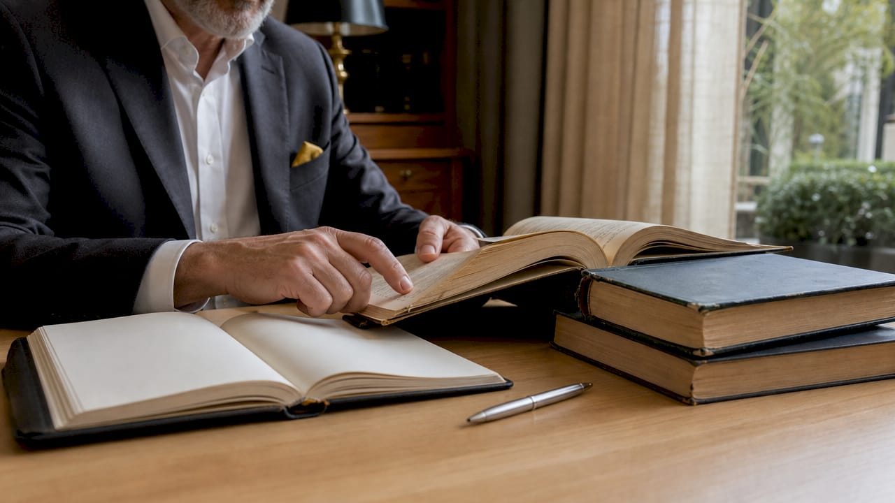 Secret professionnel en investigation : guide juridique 2026 1 Un avocat parcourant attentivement les pages d’un ouvrage de droit